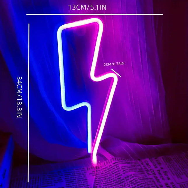 Lightning Bolt LED Neon Sign USB/Battery Powered LED Light for Bedroom Room Decoration Gift Night Light Decoration