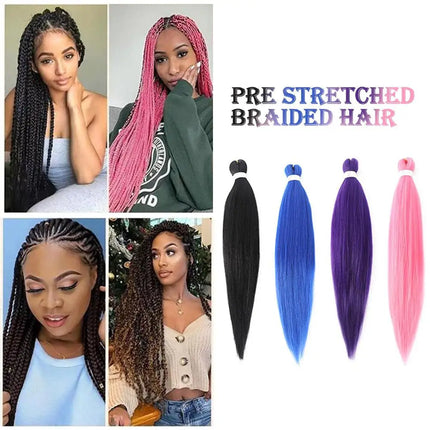 26inch Pre Stretched Easy Braid Hair Synthetic Ombre Jumbo Braiding Hair Extension Braid Hair Pink Purple African Woman