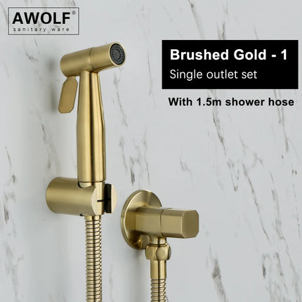 Handheld Toilet Bidet Sprayer Head Brushed Rose Gold Stainless Steel Bathroom Shattaf System Douche Kit AP2354