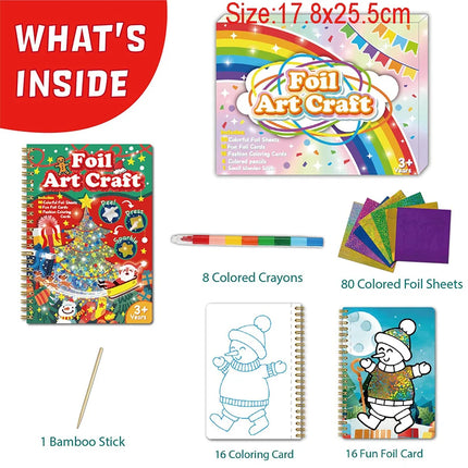 Kids Fun Foil Art Set Montessori Drawing Toy Animal Colouring Book Kindergarten DIY Crafts Creative Activity Toys Christmas Gift