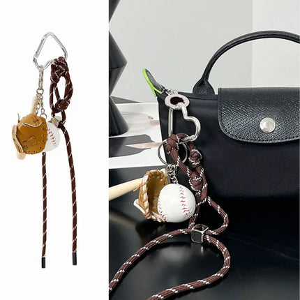 HOT Original Designed Nylon Woven Rope Keychain With Baseball Decor Sporty Style Bag Pendant DIY Trendy Fashion Pendant Gifts