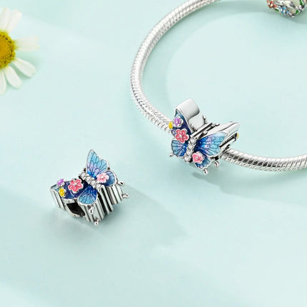 Spring Charms Beads Pendant 925 Sterling Silver Flower Butterfly Dragonfly Mushroom Charms Fit Bracelet Woman Man DIY Jewelry