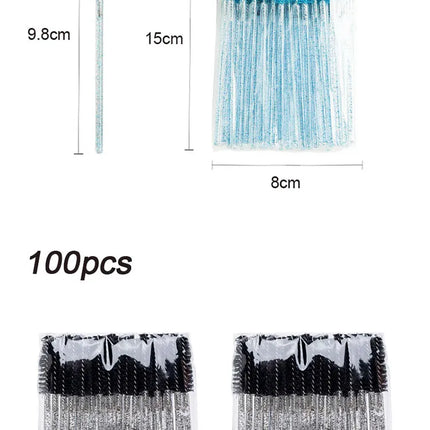 New 100pcs Eyelash Extensions Brush Microbrush for Eyelashes Spoolie Brushes Eyebrow Comb Brushes Makeup Cosmetic Tools HZS24