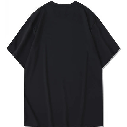 Men's summer 100% pure cotton fashionable casual sports loose mountain print round neck short-sleeved T-shirt top