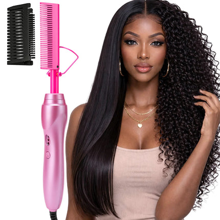 Electric Hot Heating Comb Curling Iron Pressing Comb for Wig Fast Heating Straightening Brush Hair Wax Stick Styling Tool Set
