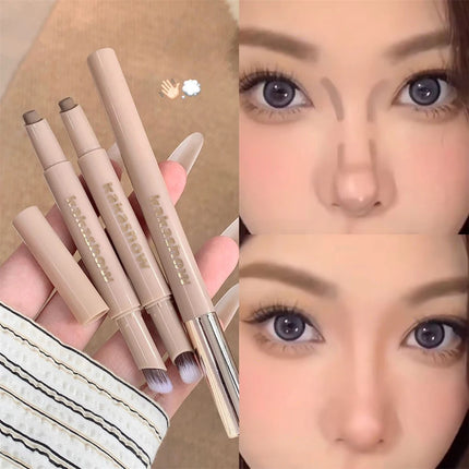 Highlighting & Bronzer Stick: Long Lasting Corrector with Brush, Brightening Concealer Pen, Nose Shadow, and Contouring Cosmetic