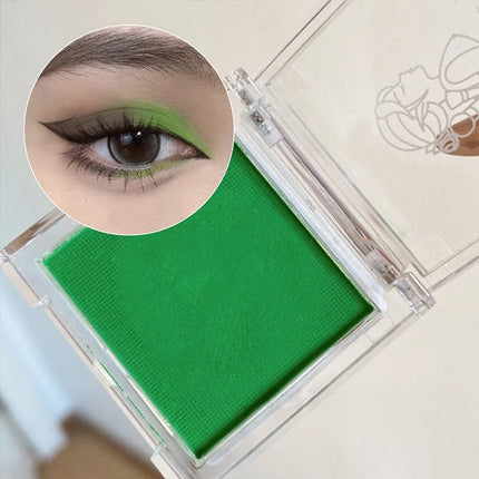 Matte green, monochrome, Christmas brightening eyeshadow tray for long-lasting, delicate makeup, as a blush, for all skin tones