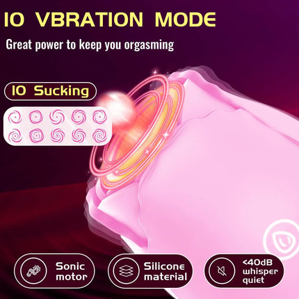3 in 1 Sucking Vibrator Rose Sex Toy Vaginal Nipple Clitoral Sucking Stimulator for Women G-Spot Vibrator Adult Couples Sex Toys