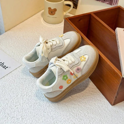 PU Leather Sport Shoes For Children Korean Style Teenager Kid's Sneakers Waterproof Outdoor Girl's Tennis Footwear Casual Shoes