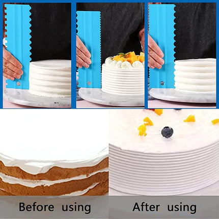 BCMJHWT Cream Scraper Irregular Teeth Edge Spatulas Cake Baking Scraper Fondant Cake Slicer Pastry Cutters Tools DIY Decorating