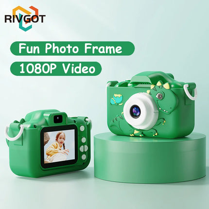 Kids Camera 1080HD Children Digital Camera for Kids with Silicone Protective Case Dinosaur Toy Camera Birthday Gift Boy Ages 3-6