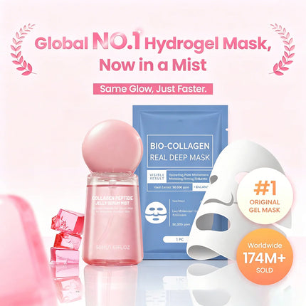 Collagen Peptides Jelly Serum Mist Moisturizing Face Sprayable Hydrogel for Smooth Looking Skin Travel Size Skin Care Gift Women
