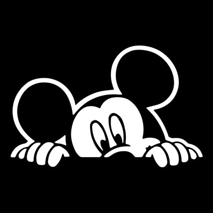 Lovely Mickey Mouse Peeking Vinyl Sticker For Car Window Bumper Decoration, Cute Cartoon Decals Decor