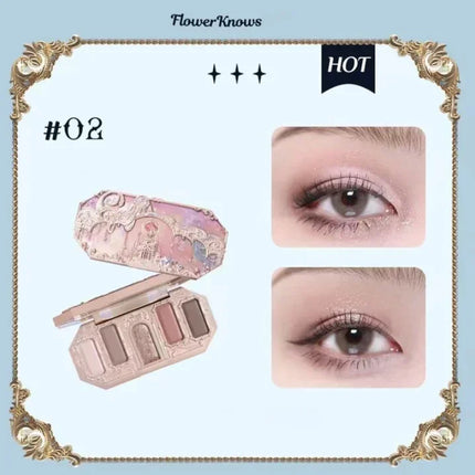Flower Knows Strawberry Rococo Moonlight Mermaid Jewel Eyeshadow Palette 5 Colors Pearlescent Mashed Potatoes 2023