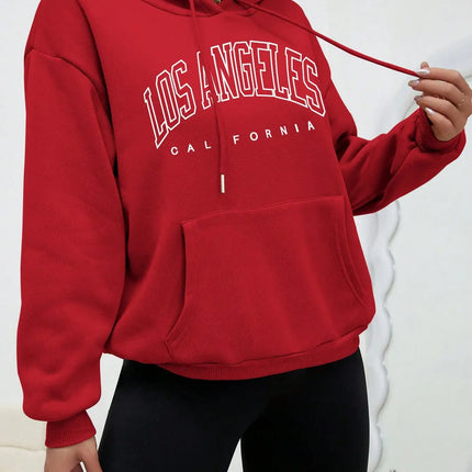 Los Angeles Art Letter Design Women Hoodies American Style Casual Hoody Autumn Hip Hop Female Hoodie Casual Fleece Clothing