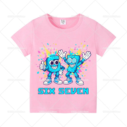 Steal A Brainrot Children Short Sleeves T-Shirts Cartoon 67 Six Seven Tops Shirts Game Cute Girls Boys Kids Summer Clothes Gift