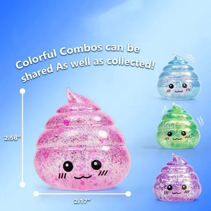 Novelty Squishy Poo Stress Ball Squishies Toys Glitter Funny Stretch Squeeze Fidget Toys for Adults Fool's Day Prank Gift