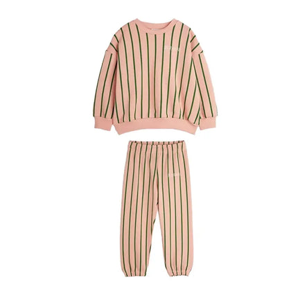 2025 New Children's Set Fashion Cartoon Violin Print Girl Sweatshirt Pants Set Korean Boy Hoodie Pullover Kids Clothes Girls