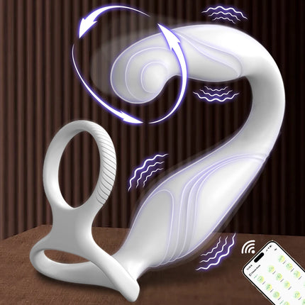 Penis Ring Cock Rings App Control Vibrator for Men Prostate Massager Dual Anal Vibrating Butt Plug  Anal Sex Toy for Men