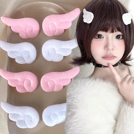Y2K Sweet Cute Angel Wing Plush Hairpin Children Girls Hair Clip Accessories Barrettes Hairgrip Headdress Headwear Ornaments