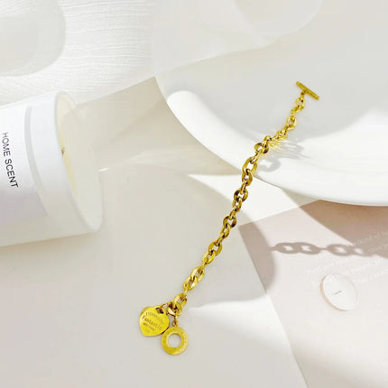 Hot Selling Titanium Steel Heart Link Bracelet For Women Gold color Office Hand Jewelry Gifts Wholesale