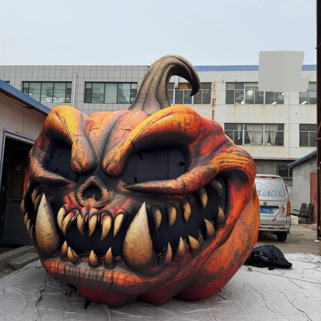 Giant Inflatable Pumpkin with Scary Face W White LED Light Ooutdoor Halloween Decoration Props Event Advertising