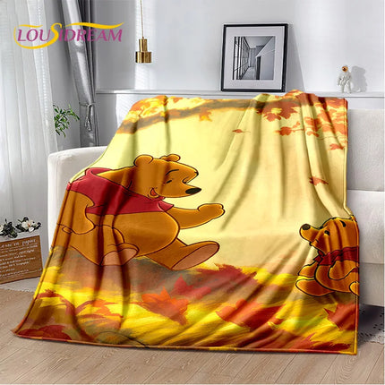 Cute Winnie Pooh Bear Cartoon Soft Flannel Blanket for Bed Bedroom Sofa Picnic,Throw Blanket for Outdoors Leisure Gift Kid Cover