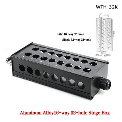 Multi-channel Al alloy Cable Blank Cable Box 16/24/32 Channels for Stage Mobile Audio XLR Male Female Audio Signal Cablebox hole