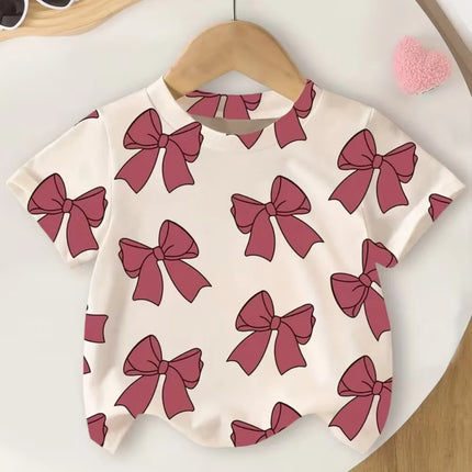 2026 Children's Clothing Girl T-Shirt Short Sleeve Child T-Shirt Vibrant Heart Graphic Casual Kids Summer Clothes Girl Top Tees