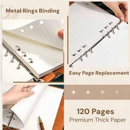 Notebook Vintage Leather Tree of Life Notebook, Thick Spell Book Planner for Student, Magic Study Notebook with Refillable Paper