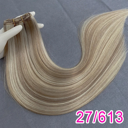 Double Weft Russian Remy Real Human Hair Weave Weft Extensions Full Head 100g Machine Weft 100% Thick Bundle Ombre BrazilianHair