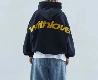 2025 European and American Cross Border Simple and Versatile Women's Printed Hoodie American Couple Retro Loose Trendy Brand