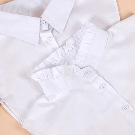Women's Spring Fall Cotton White Vertical Small Lapel Versatile Shirt Jumper Fashion Fake Collars Clothing Accessories