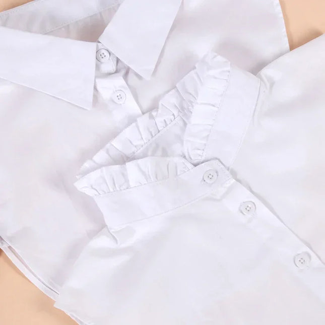 Women's Spring Fall Cotton White Vertical Small Lapel Versatile Shirt Jumper Fashion Fake Collars Clothing Accessories