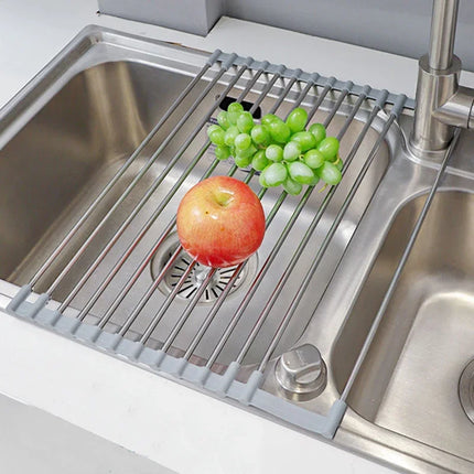 Stainless Sink Drainer Holder Portable Drying Plate Rack Foldable Dish Drainer Shelf Vegetable Food Basket Kitchen Organizer