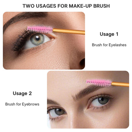50Pcs Disposable Eyelash Makeup Brush Mascara Wands Gold Mini Eye Lash Brushes Short Eyebrow Comb Eyelashes Extension Tool