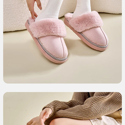 Evshine Fashion Fur Collar Fluffy Slippers Indoor Outdoor Winter Slippers Soft Plush House Shoes Women Leopard Fuzzy Slippers