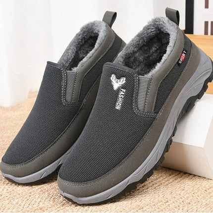 Men's Tennis Shoes Warm Breathable Soft-Soled Non-Slip Casual Shoes Plus Velvet Comfortable Slip-On Walking Winter Vulcanized Shoes