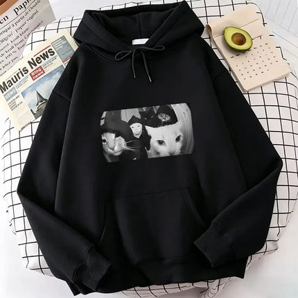 Hip Hop Cat Print Hoodies Spring Autumn Winter Casual Hoodies Sweatshirts Men Women Tops Streetwear Cat Hoodie Sweatshirt