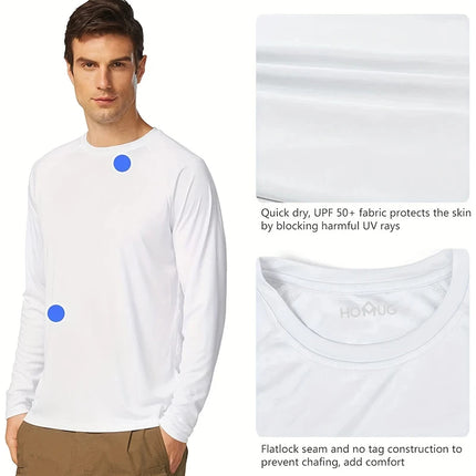 UV Men's Sun Protection Long Sleeve Summer UPF50+ Performance Quick Dry Men T-shirts Breathable Hiking Workout Pullover Tops