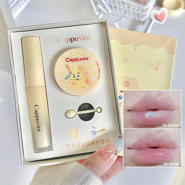 Cappuvini Exfoliating Honey Lip Balm Relieves Dry Moisturizing Lip Gloss Cream Light Texture Watery Lip Mask Makeup Lip Care Set