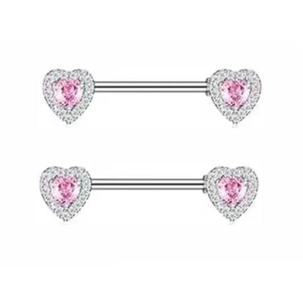 1Pair Pink Butterfly Nipple Piercing Jewelry Shiny Crystal Nipple Rings For Women Girls Heart Nipple Barbells Piercing Pezon