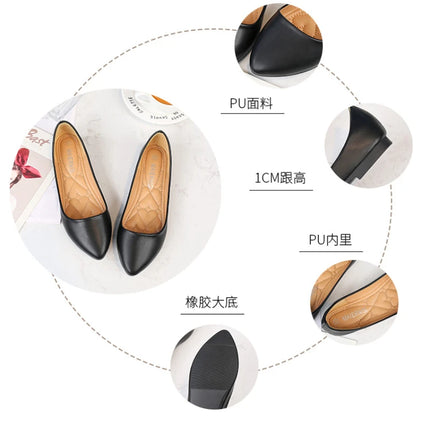 New Flat Heel Pointed Toe Flat Shoes Korean Style Fashionable Shallow Mouth Large-Size Casual Shoes Comfortable And Breathable