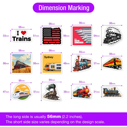 Cartoon Train Stickers High Speed Rail Fun DIY Toys Gift Decorative Decal for Scrapbook Junk Journals Laptop Bottle Waterproof