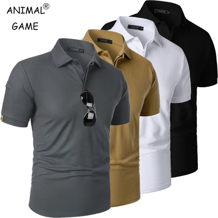 Summer Men's Short Sleeve Polo Shirt Sports Tennis T-Shirt Moisture-Wicking Shirts Breathable Button Streetwear Oversized T Shirt