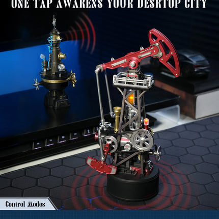 ROKR Industrial City Series 3D Puzzle Oil Pump Jack Mechanical Model Building Kit 127-Piece DIY Toys with Lights & Motion for Home Decor Gift for Adults Kids