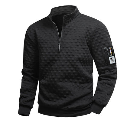 Men's Quarter Zip Sweatshirts Casual Fall Mock Neck White Loose Pullover Long Sleeve Solid Graphic Zip Up Sweatshirt