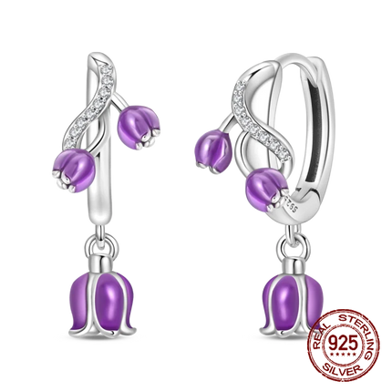 925 Sterling Silver Purple Butterfly Rainbow Flower Stud Earrings for Women Girl Ear Studs Jewelry Fashion Luxury Anniversary
