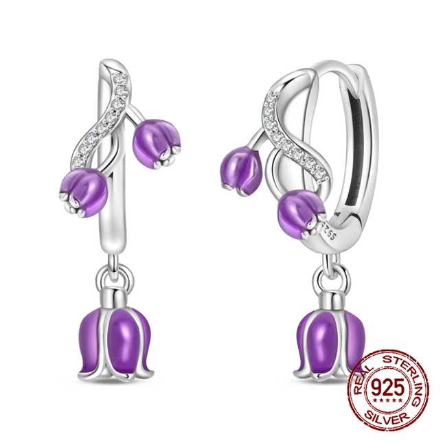 925 Sterling Silver Purple Butterfly Rainbow Flower Stud Earrings for Women Girl Ear Studs Jewelry Fashion Luxury Anniversary