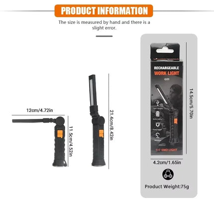 Powerful COB LED Work Light Car Garage Mechanic Lamp USB Rechargeable Flashlight Magnetic Torch Emergency Light Warning Light